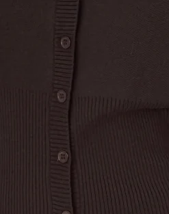 Motel Rocks Cardigans | Long Sleeve Tops-Subra Long Sleeve Ribbed Hem Cardigan in Bitter Chocolate