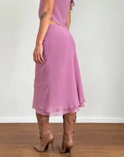 Motel Rocks Co-Ords | A Line Skirts-Suharni Midi Skirt in Chiffon Mauve