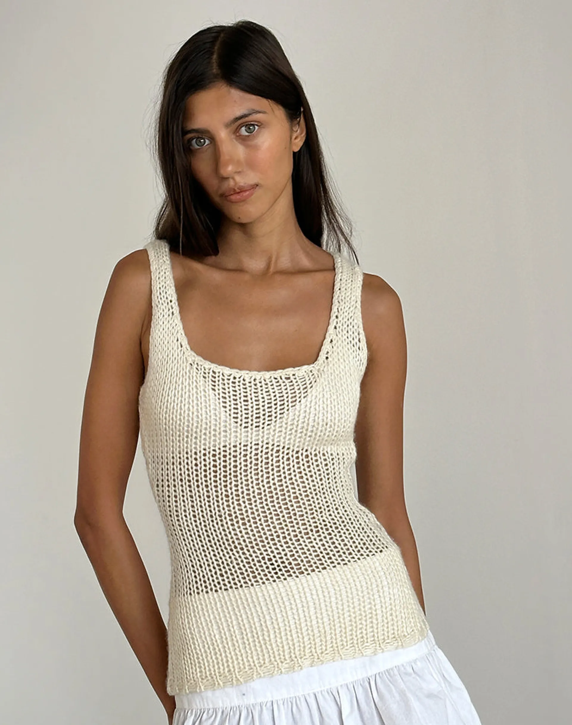 Motel Rocks Vest Tops-Sujati Top in Rib Neutral