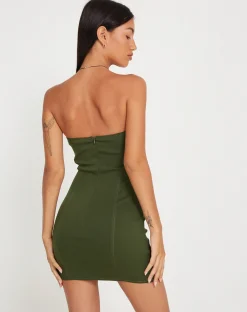 Motel Rocks Bodycon Dresses | Party Dresses-Sumner Bodycon Mini Dress in Tailoring Chive