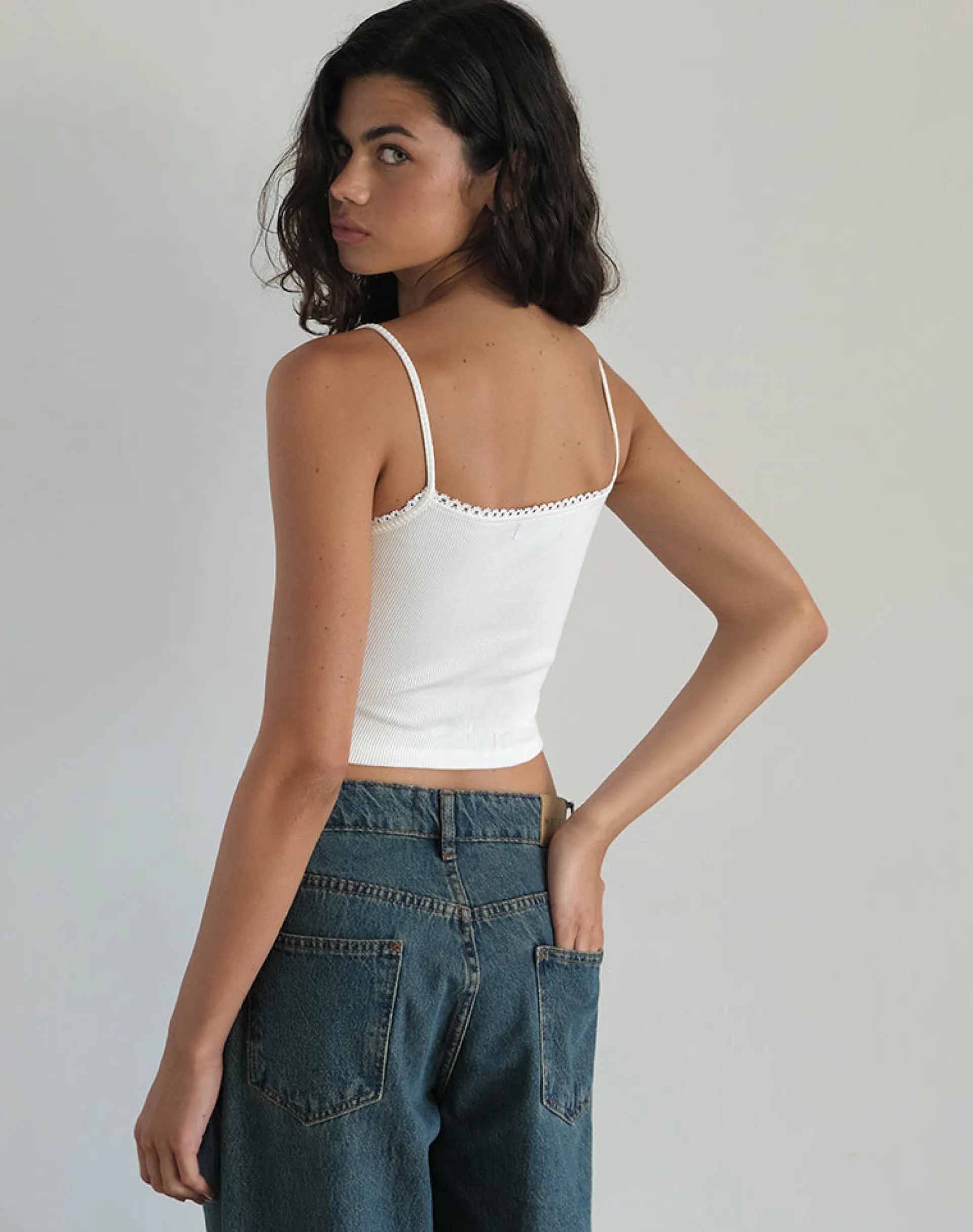 Motel Rocks Basic Tops | Vest Tops-Suna Vest Top in Little Girl Motif White LittleGirlMotifWhite