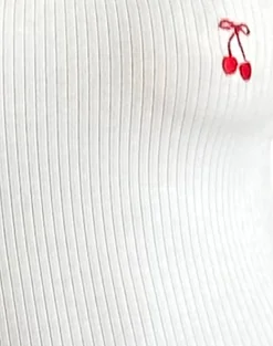 Motel Rocks Day Dresses | Bodycon Dresses-Sunali Mini Dress in Off White with Cherry Emb
