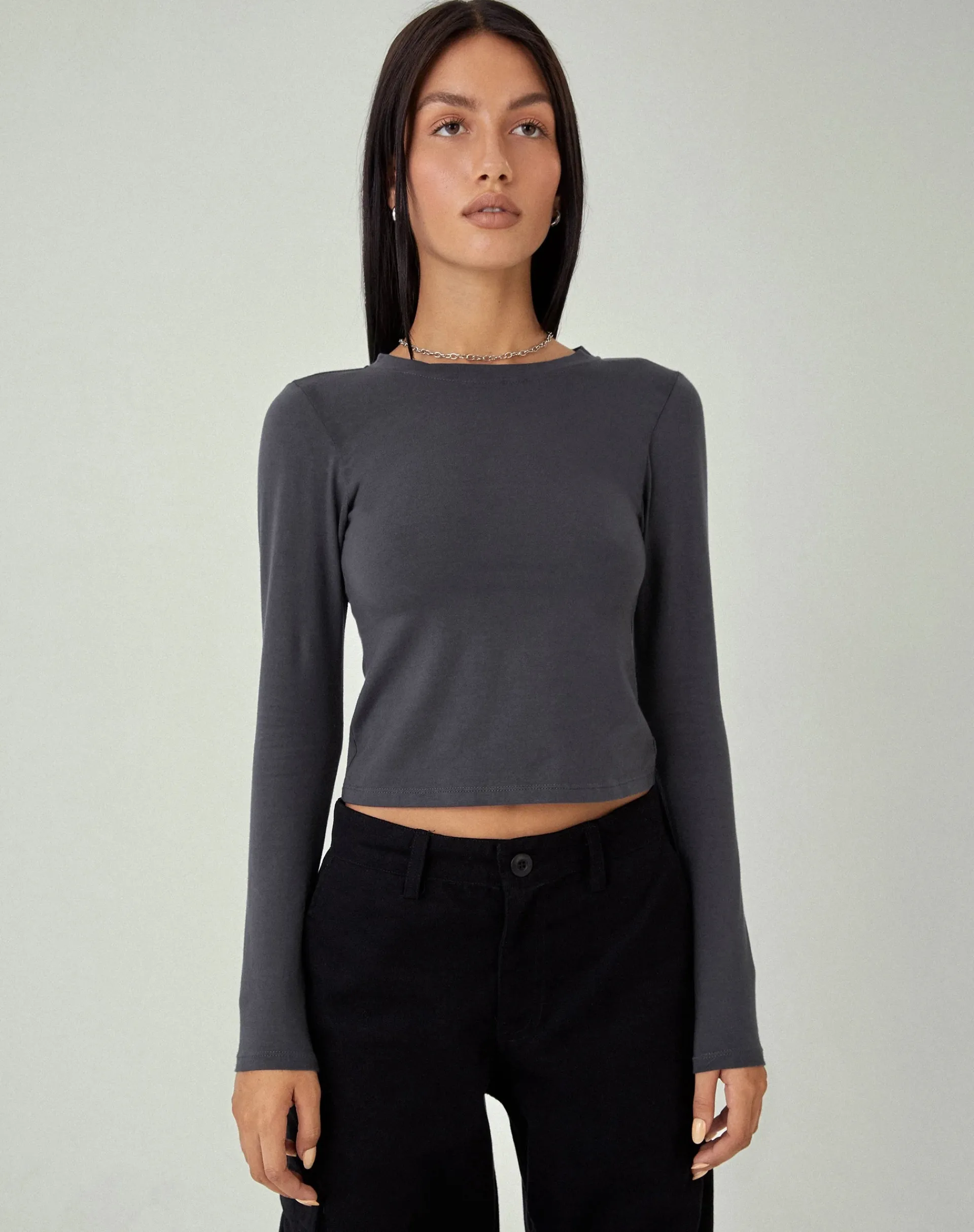 Motel Rocks Basics | Long Sleeve Tops-Suratmi Long Sleeve Top in Ocean Storm OceanStorm