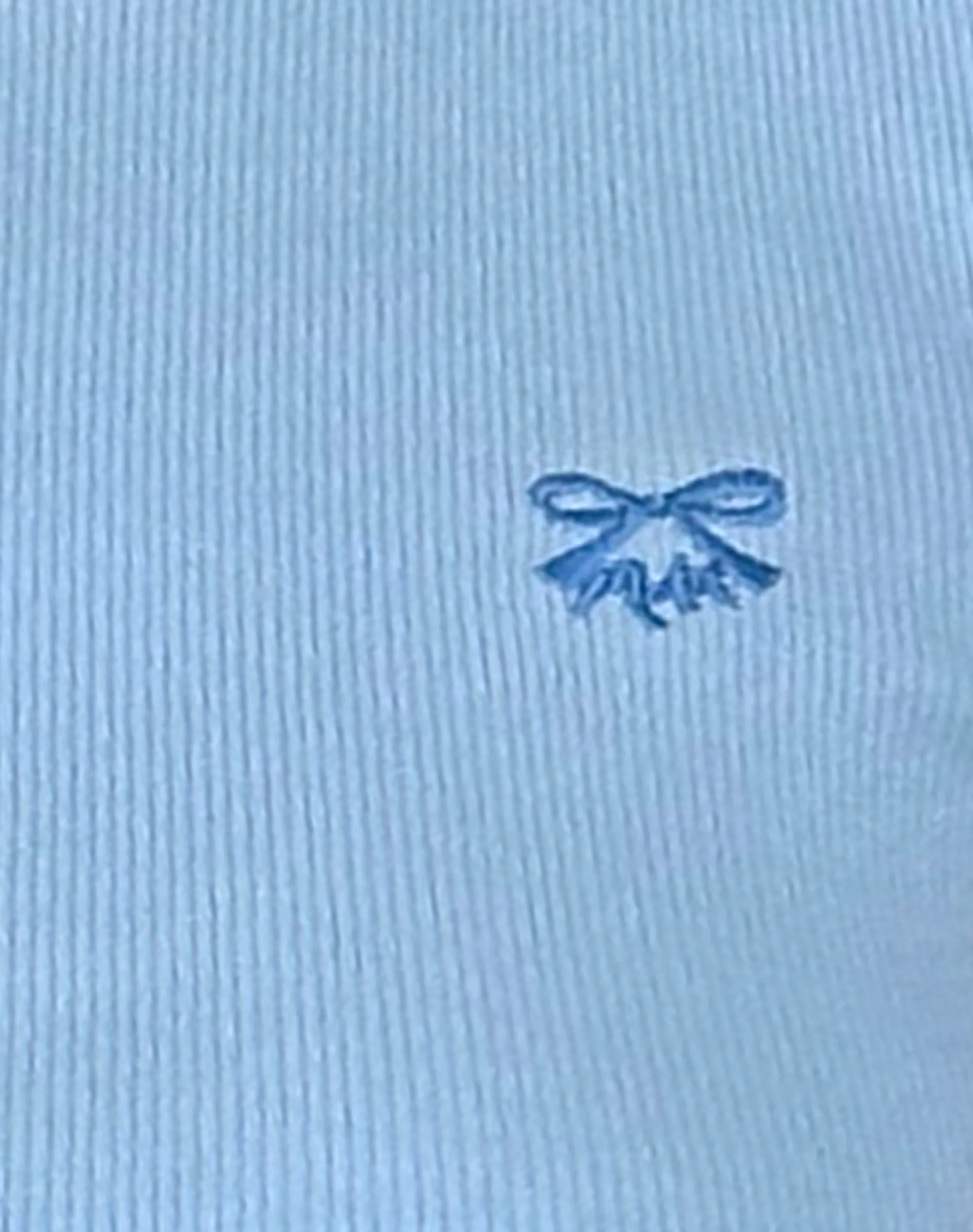 Motel Rocks Basic Tops-Suti Ribbed Baby Tee in Ice Blue with Dark Blue Bow Embroidery IceBluewithDarkBlueBowEmbroidery