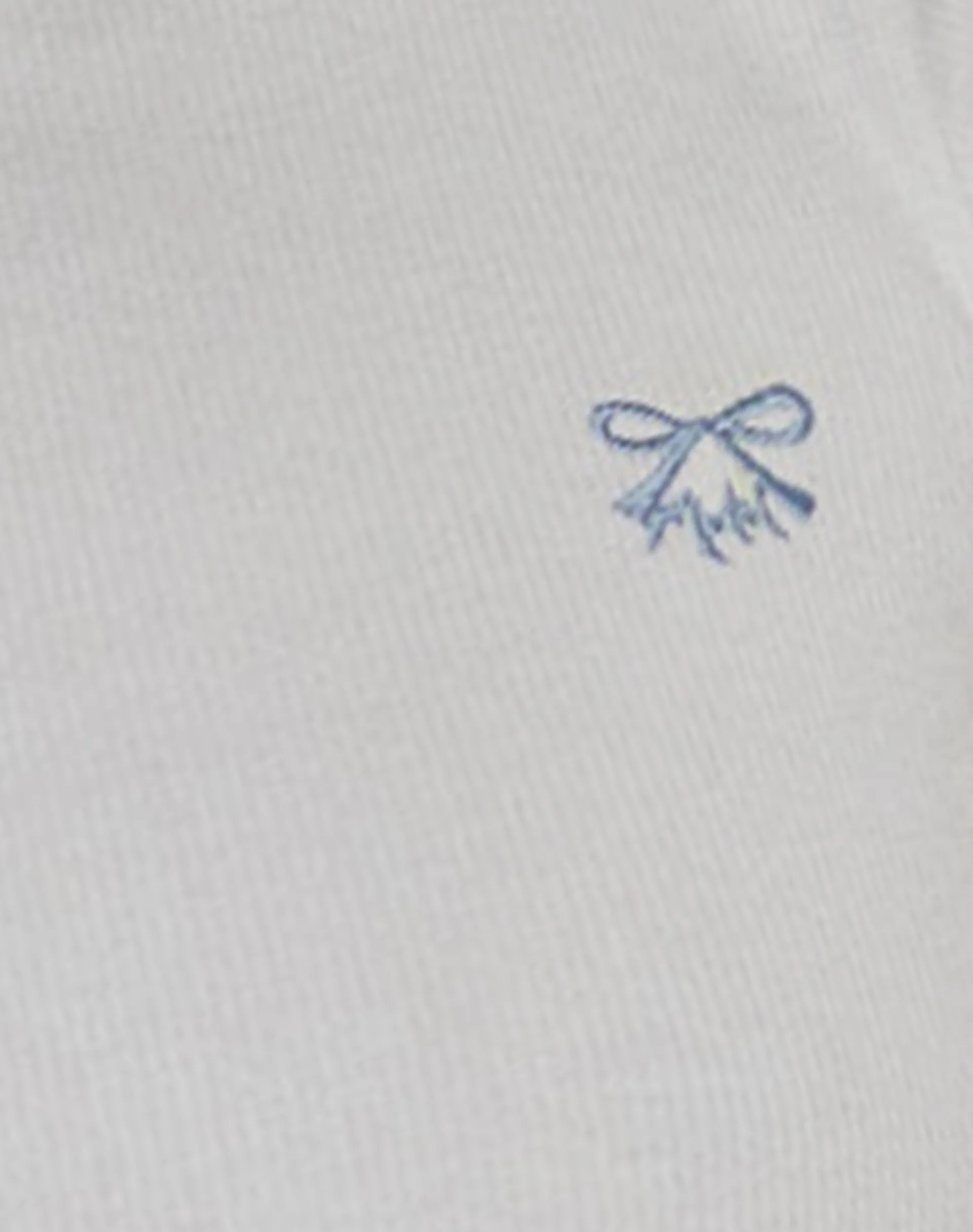Motel Rocks Basics | Basic Tops-Suti Ribbed Baby Tee in Off White with Blue Bow M Embroidery offwhitewithbluebowmemb