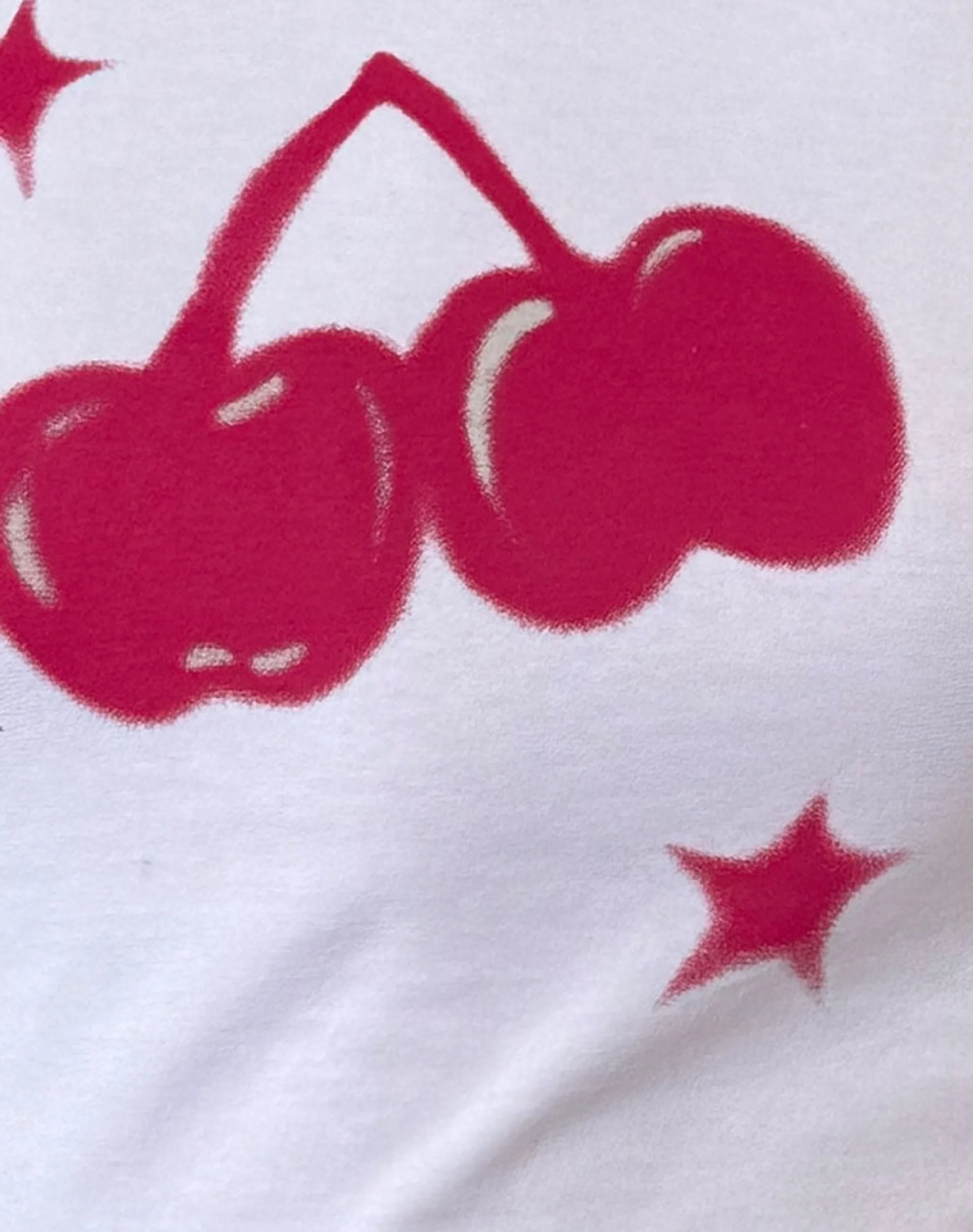 Motel Rocks Basics | Basic Tops-Sutin Baby Tee in White Cherry Print WhiteCherryPrint