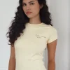 Motel Rocks Printed Tops | Tees-Sutin Tee in Buttermilk with Butter Wouldn't Melt Motif ButtermilkwithButterWouldn'tMeltMotif