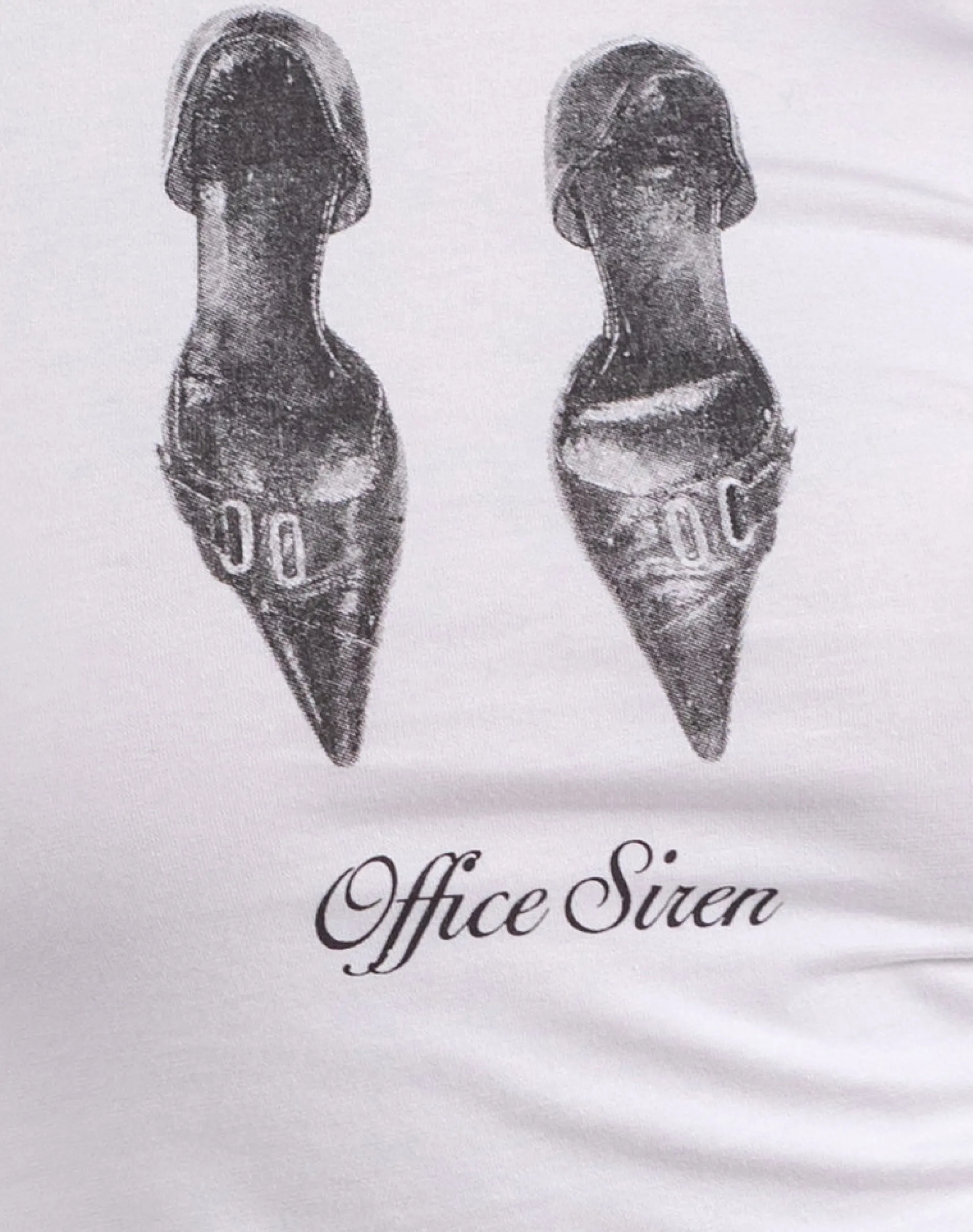 Motel Rocks Printed Tops | Tees-Sutin Tee in White with Office Siren Print WhitewithOfficeSirenPrint