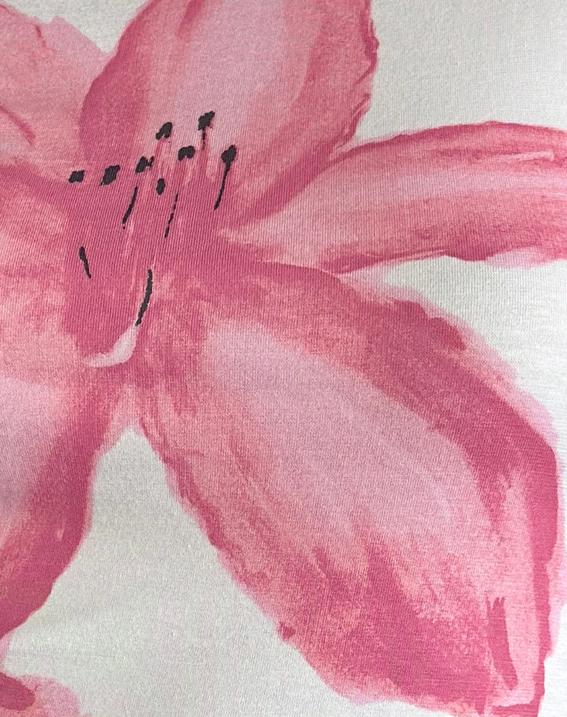 Motel Rocks Basic Tops | Printed Tops-Sutin Tee in White with Painted Flower Pink WhitewithPaintedFlowerPink