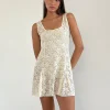 Motel Rocks Party Dresses | Mini Dresses-Tabah Mini Dress in Rose Lace Ivory