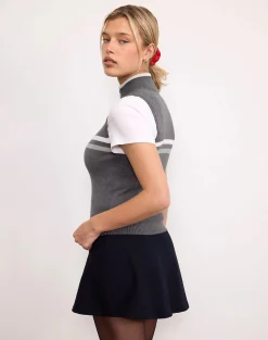 Motel Rocks Jackets-Tabeya Sleeveless Knit Jacket in grey