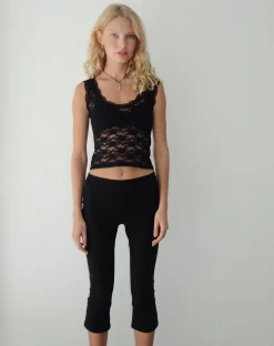 Motel Rocks Lace Tops-Tahoa Lace Vest in Black