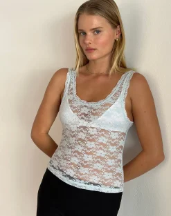 Motel Rocks Vest Tops | Strappy Tops-Tahoa Top in Orchid Lace Light Blue OrchidLaceLightBlue