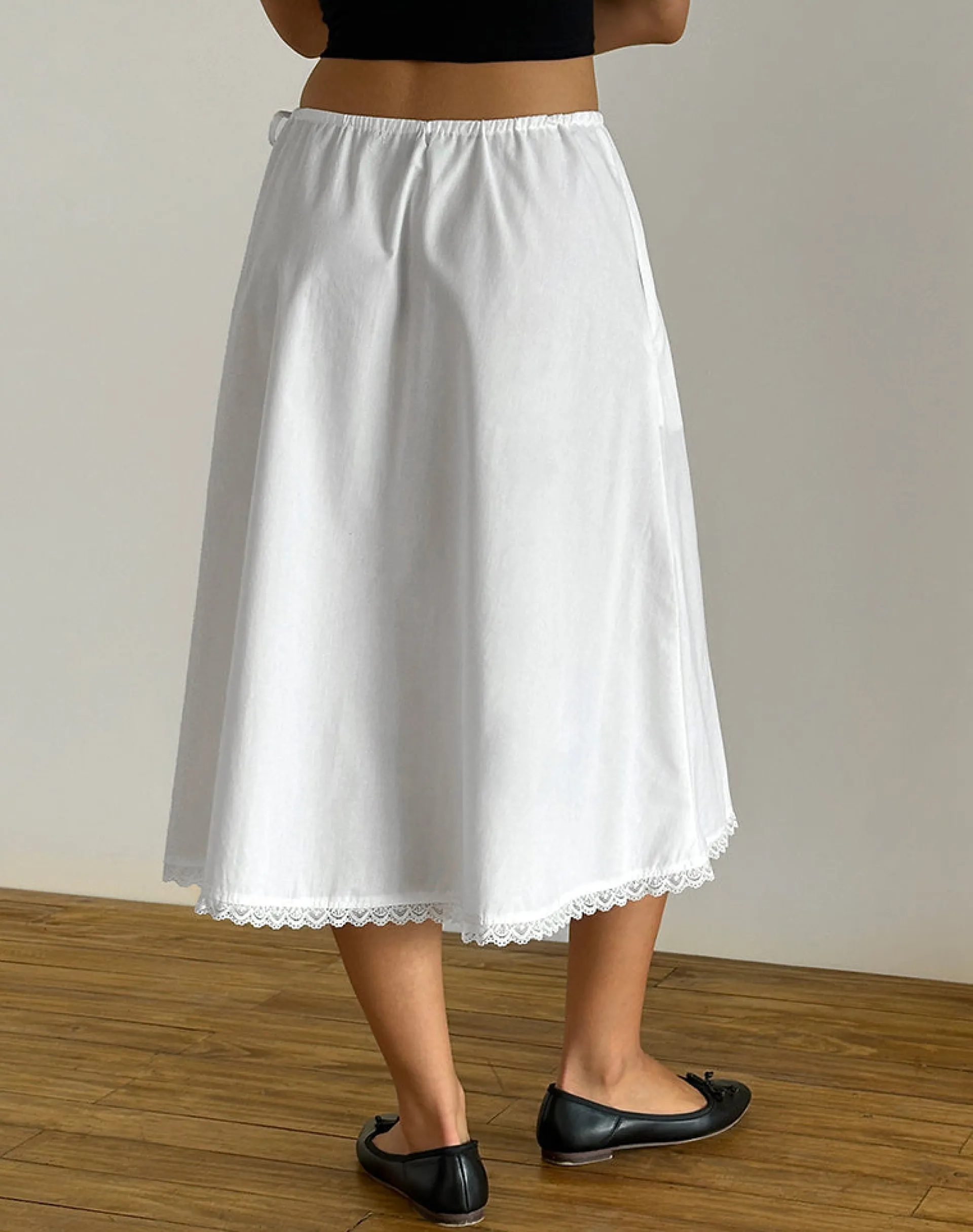 Motel Rocks A Line Skirts | Midi Skirts-Taka Midi Skirt in Poplin White