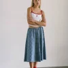 Motel Rocks Co-Ords | Printed Skirts-Takara Midi Skirt in Navy Tartan Poplin