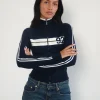 Motel Rocks Jackets-Takiya Zip Through Jacket in Deep Navy with 92 Design