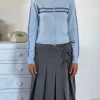 Motel Rocks Jackets-Talisa Sporty Zip Through Jacket in Knit Light Blue KnitLightBlue
