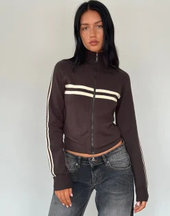 Motel Rocks Jackets-Talisa Sporty Zip Through Jacket in Brown