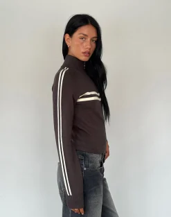 Motel Rocks Jackets-Talisa Sporty Zip Through Jacket in Brown