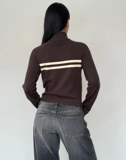 Motel Rocks Jackets-Talisa Sporty Zip Through Jacket in Brown