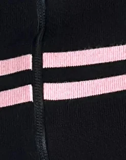 Motel Rocks Jackets-Talisa Zip Through Jacket in Black with Pink Stripe BlackwithPinkStripe