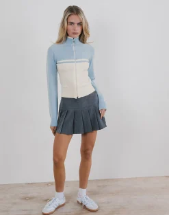 Motel Rocks Jackets-Talya Jacket in Panel Blue with White PanelBluewithWhite