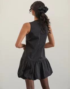Motel Rocks Little Black Dresses | Mini Dresses-Tamilo Bubble Hem Mini Dress in Black