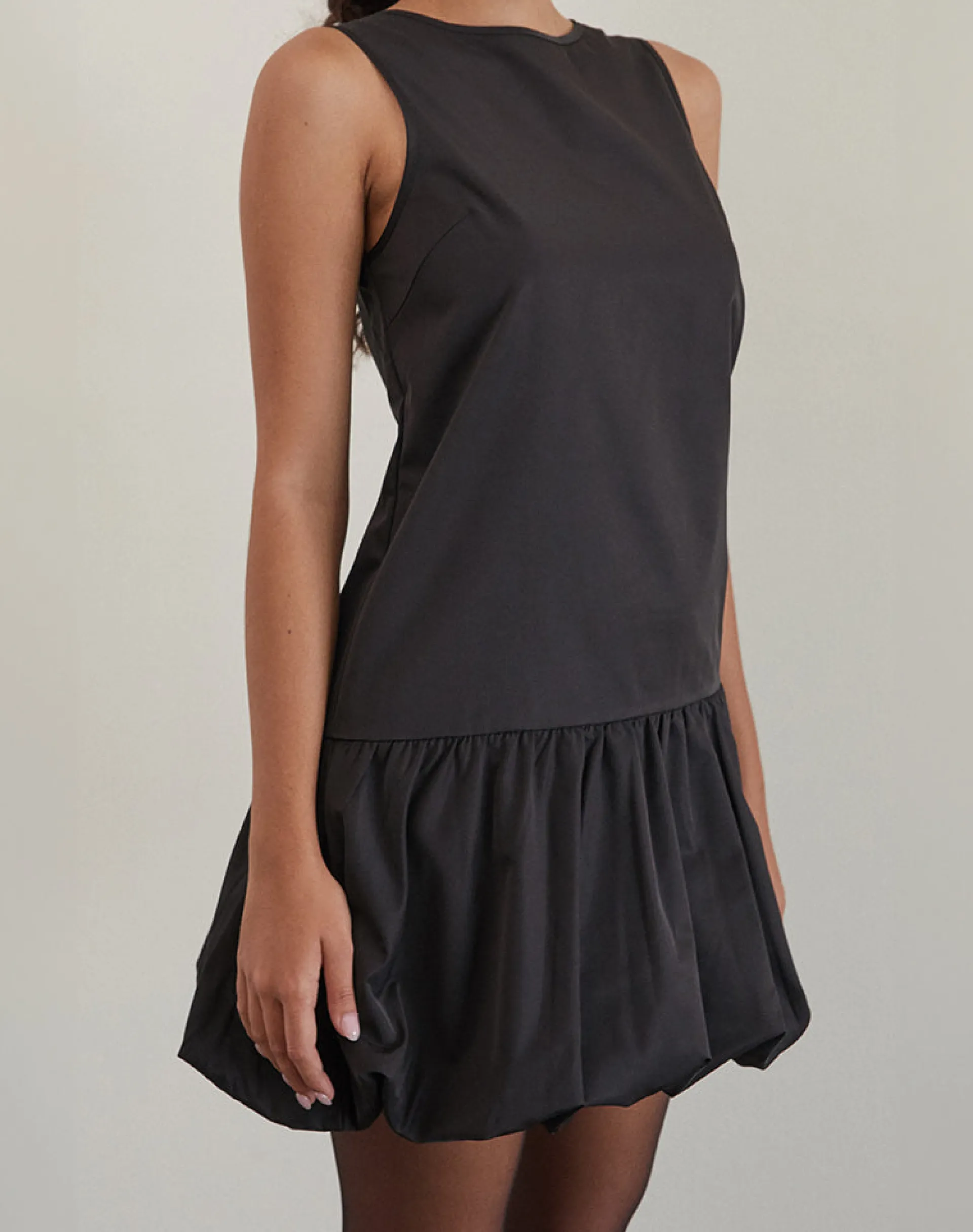 Motel Rocks Little Black Dresses | Mini Dresses-Tamilo Bubble Hem Mini Dress in Black