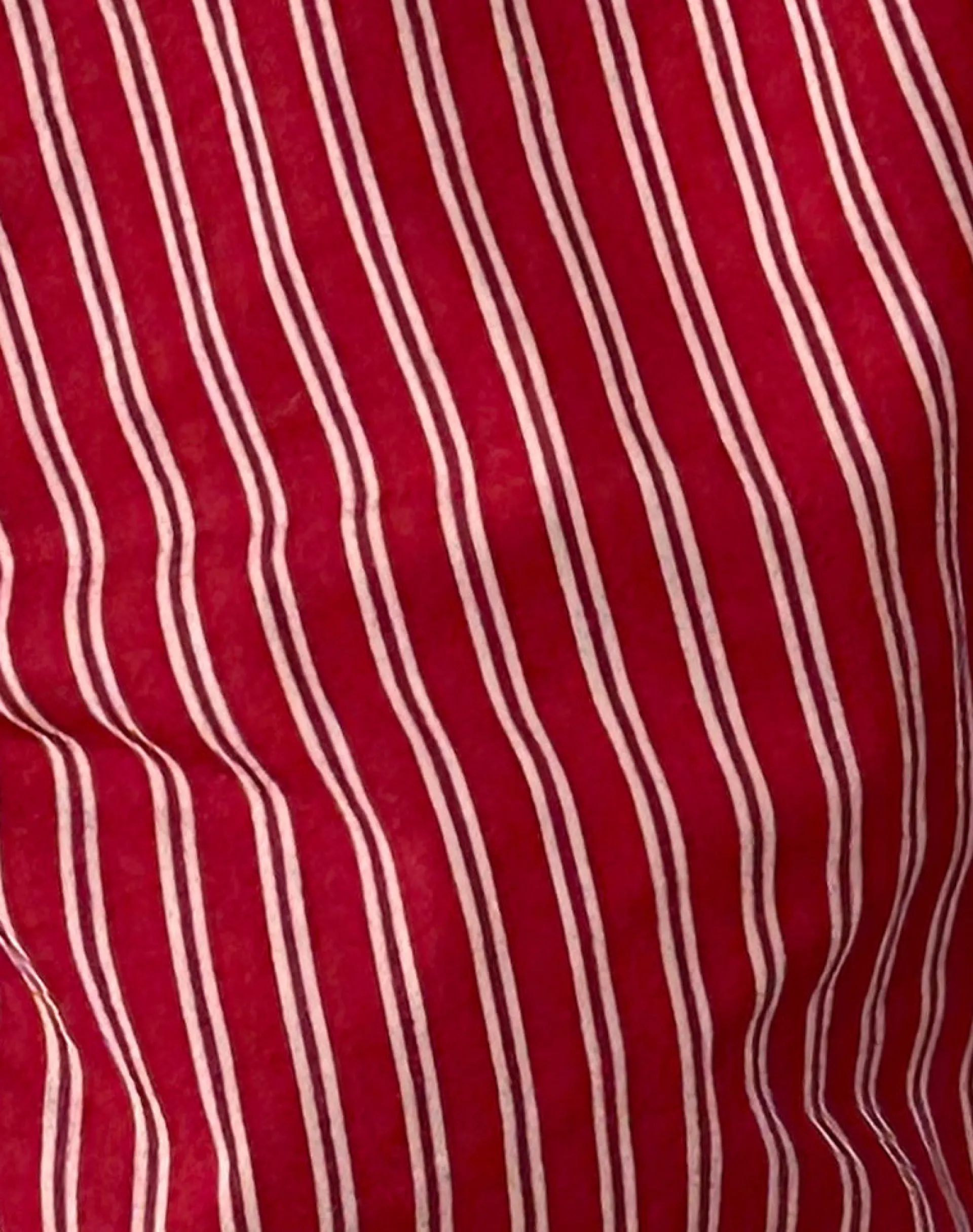 Motel Rocks Printed Tops | Long Sleeve Tops-Tarsi Fitted Shirt in Maroon Stripe