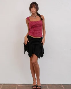 Motel Rocks Mini Skirts-Tasdi Low Waist Slinky Mini Skirt in Black