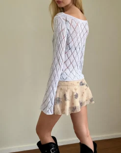 Motel Rocks Jumpers | Long Sleeve Tops-Tate Jumper in Metallic Knit Silver