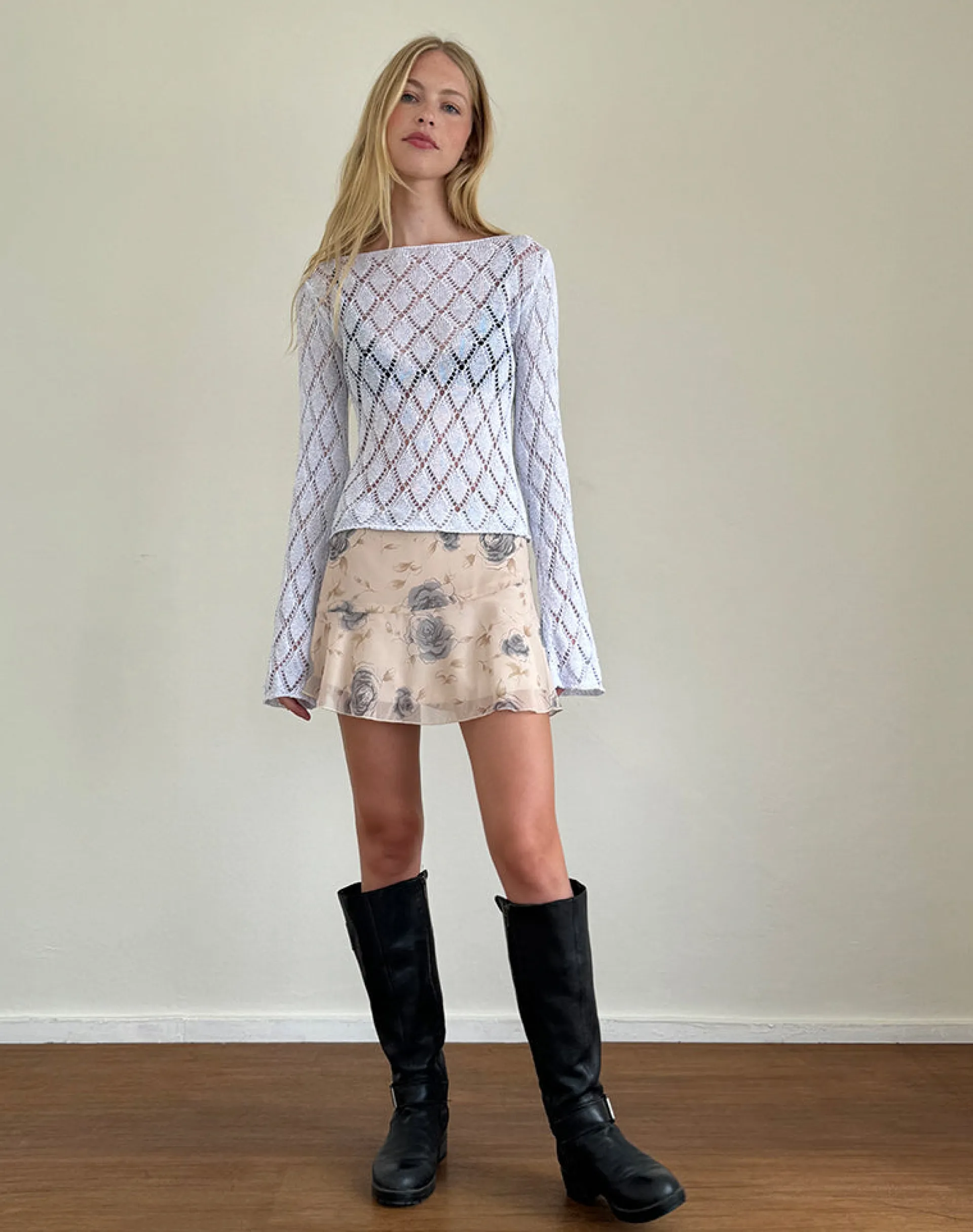 Motel Rocks Jumpers | Long Sleeve Tops-Tate Jumper in Metallic Knit Silver