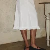 Motel Rocks Midi Skirts-Tausi Pleated Midi Skirt in Off White Linen