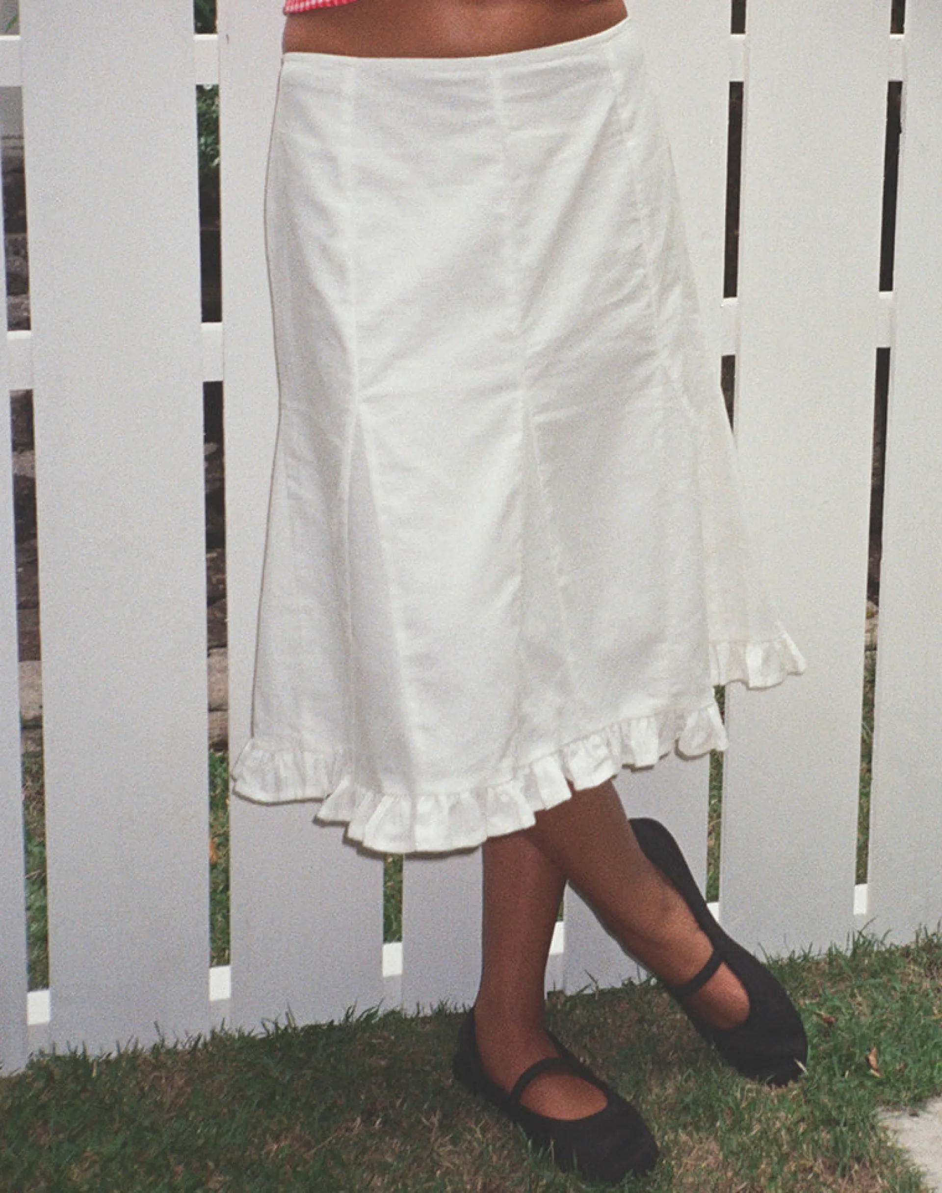 Motel Rocks Midi Skirts-Tausi Pleated Midi Skirt in Off White Linen