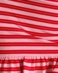 Motel Rocks Printed Dresses | Bandeau Dresses-Tav Mini Jersey Dress in Stripe Pink and Red