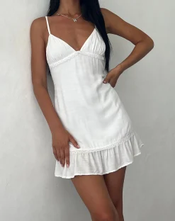 Motel Rocks Day Dresses | Mini Dresses-Tavita Frill Mini Dress in White