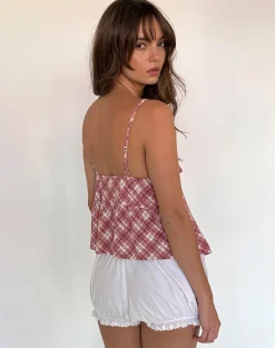 Motel Rocks Strappy Tops-Tezza Top in Pink Tartan PinkTartan