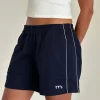 Motel Rocks Loungewear-Thera Short in Navy with White Piping with M Emb NavywithWhitePipingwithMEmb