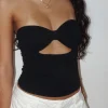 Motel Rocks Basics-Tifose Bandeau-twist Front Top in black