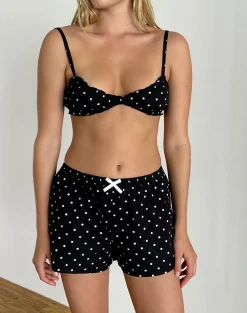 Motel Rocks Loungewear | Co-Ords-Tiga Bralette in Polka Black PolkaBlack