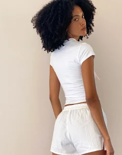 Motel Rocks Basics | Basic Tops-Tiona Cropped Tee in White with Love Bunny Print and Embroidery WhitewithLoveBunnyPrintandEmbroidery