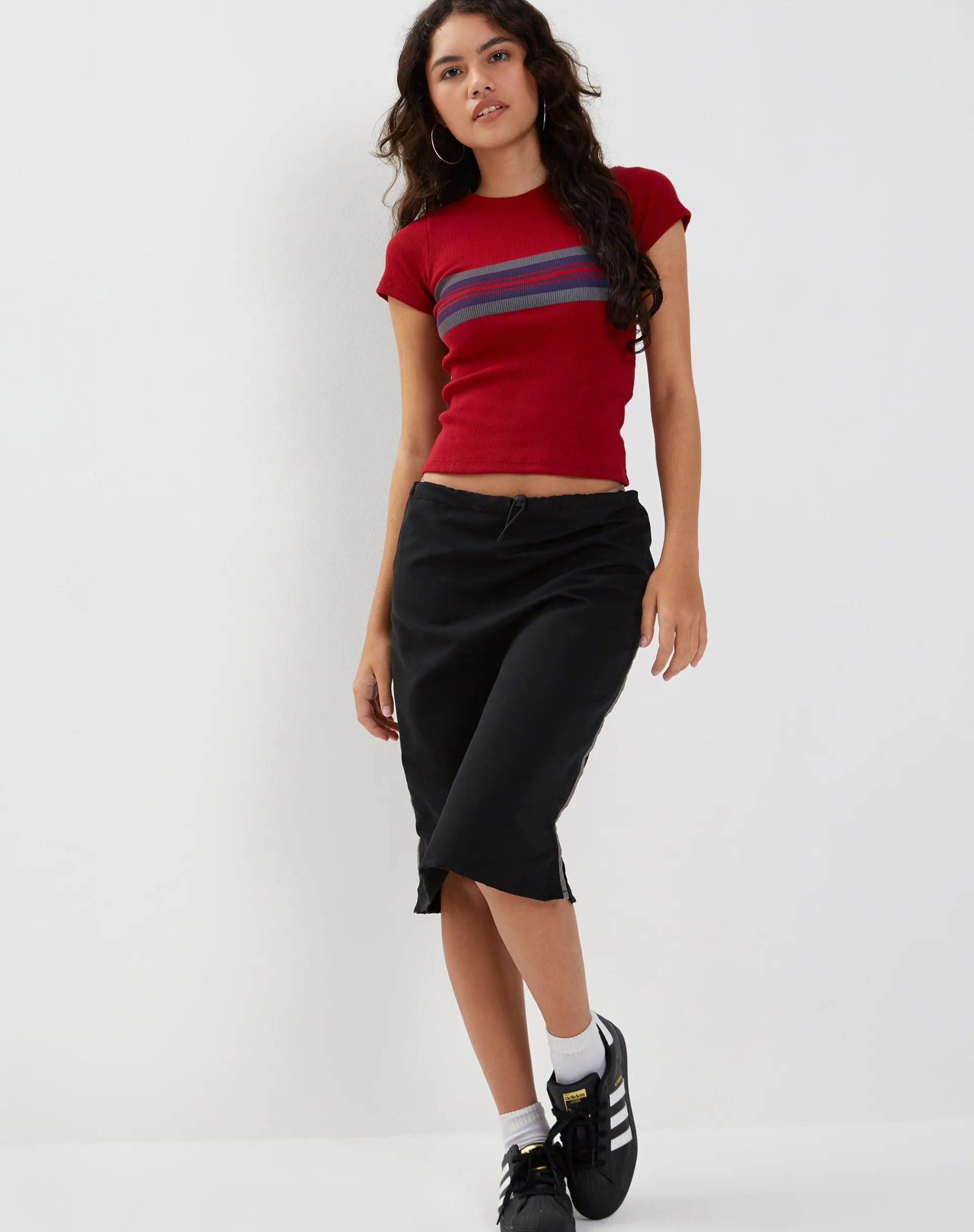Motel Rocks Printed Tops | Tees-Tiona Top in Adrenalin Red Stripe AdrenalinRedStripe
