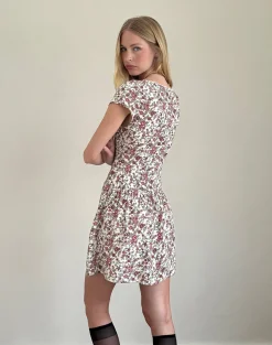 Motel Rocks Printed Dresses | Day Dresses-Tipani Mini Dress in Vintage Bloom Ivory