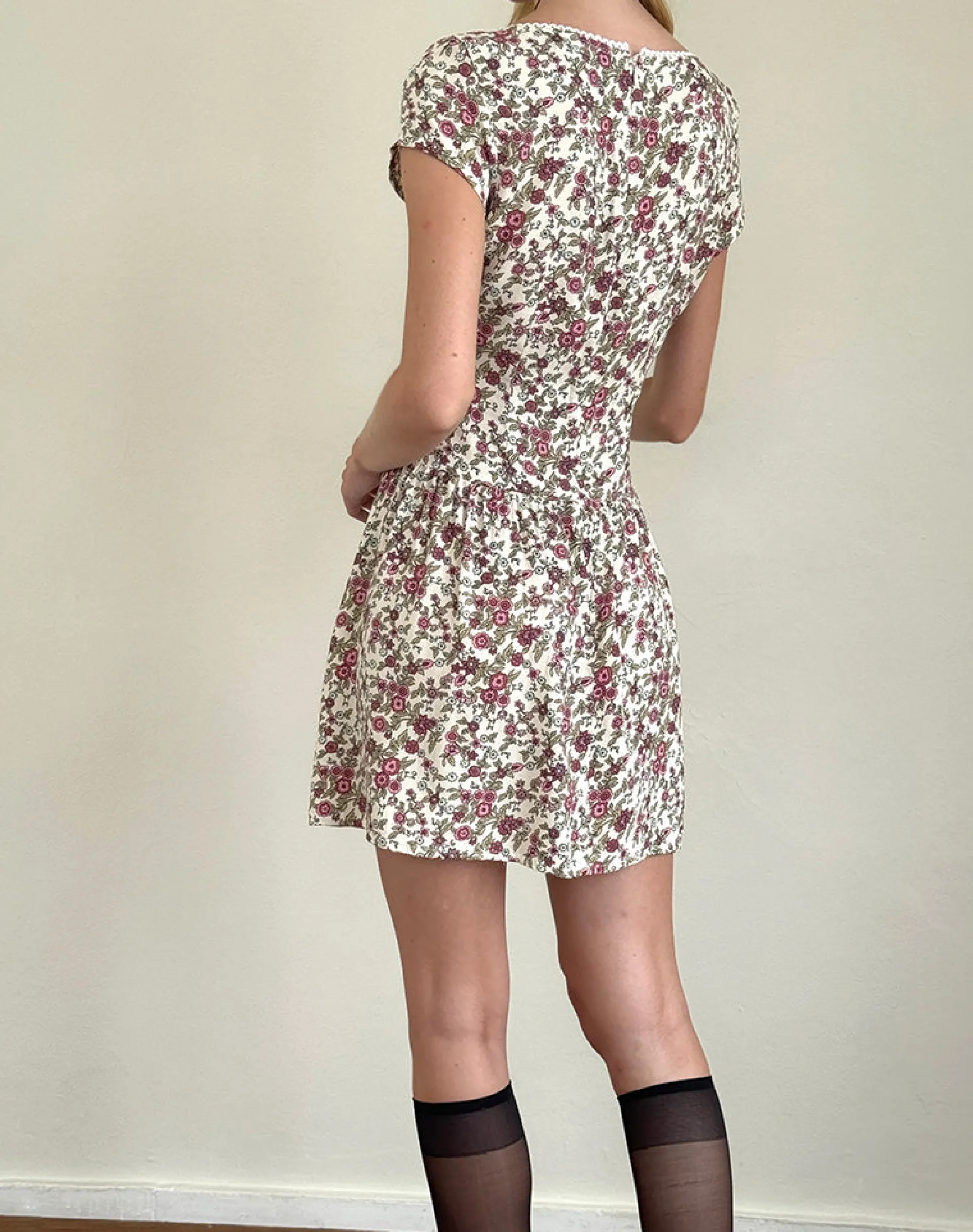 Motel Rocks Printed Dresses | Day Dresses-Tipani Mini Dress in Vintage Bloom Ivory