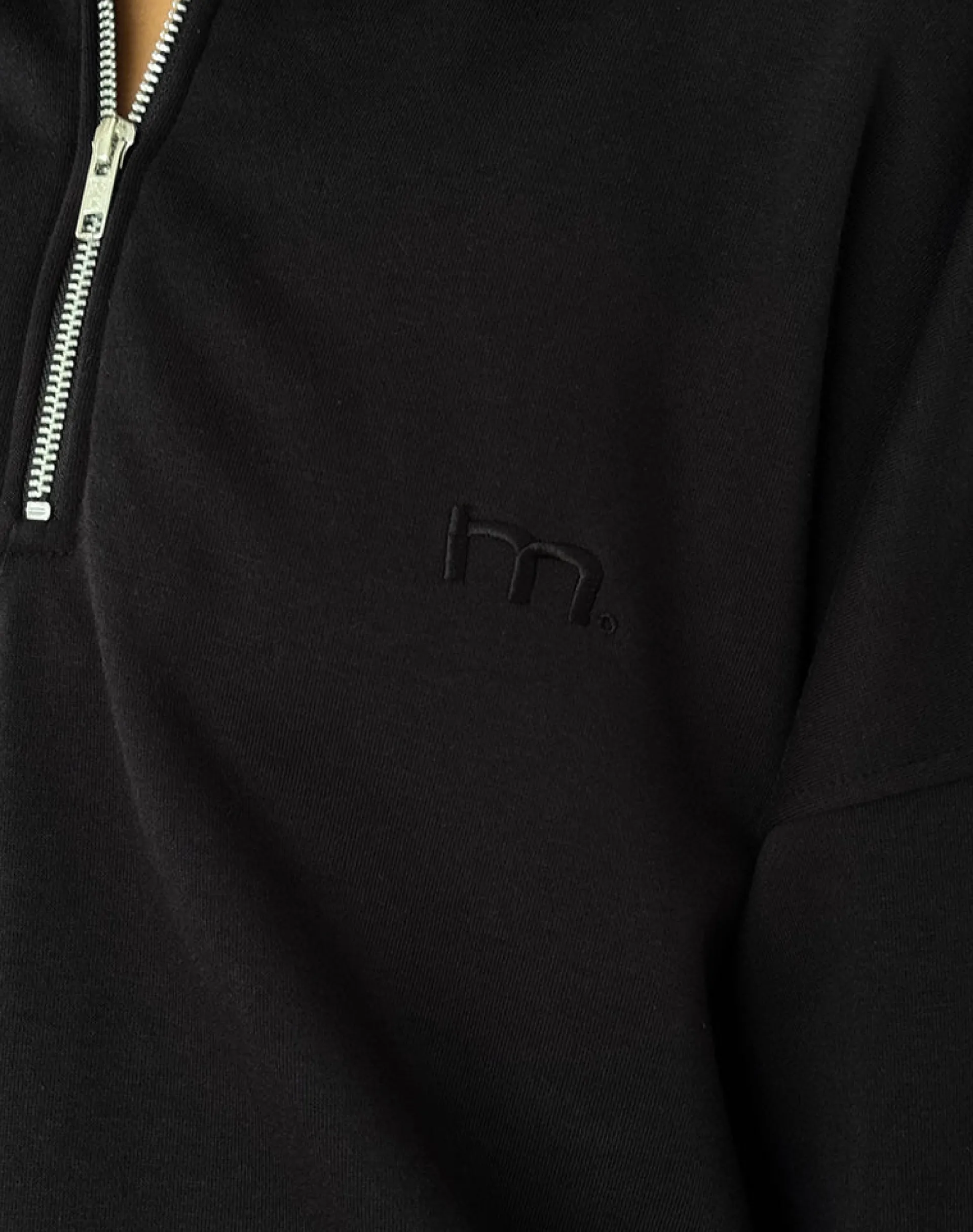 Motel Rocks Basics | Hoodies & Sweatshirts-Tirma High Neck Jumper in Tonal Black with M Embroidery
