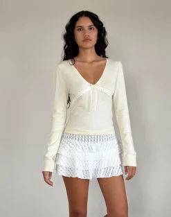Motel Rocks Long Sleeve Tops-Tirzah Brushed Knit Top in cream