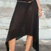 Motel Rocks Midi Skirts-Tullia Asymmetric Midi Skirt in Black Crochet