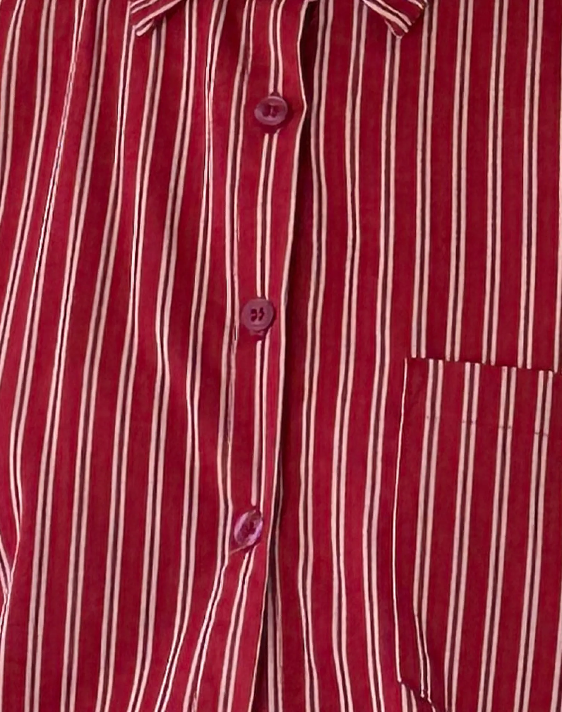 Motel Rocks Shirts And Blouses | Printed Tops-Turner Oversized Shirt in Maroon Stripe maroonstripe