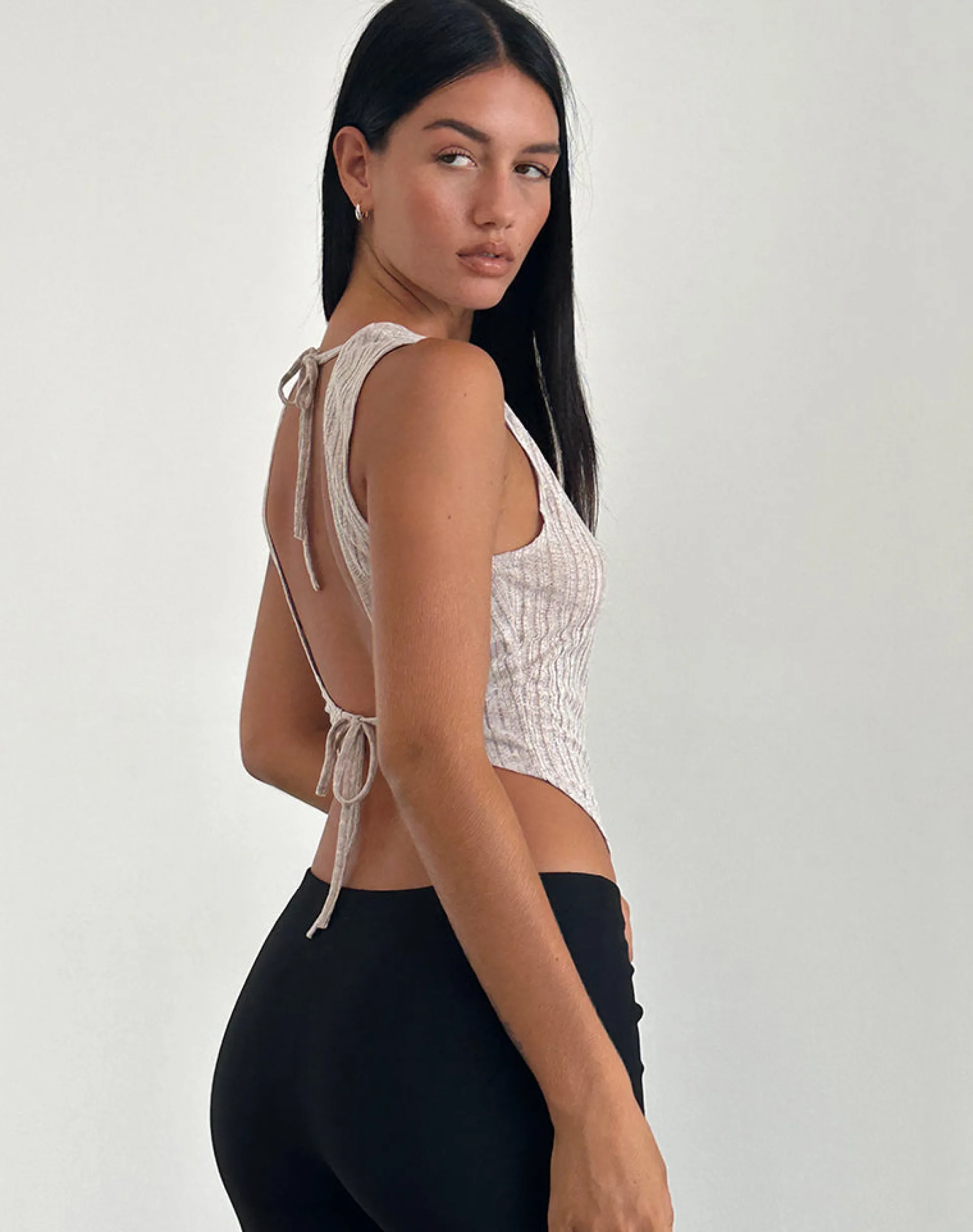 Motel Rocks Vest Tops | Going Out Tops-Tyla Knitted Top in Oatmilk