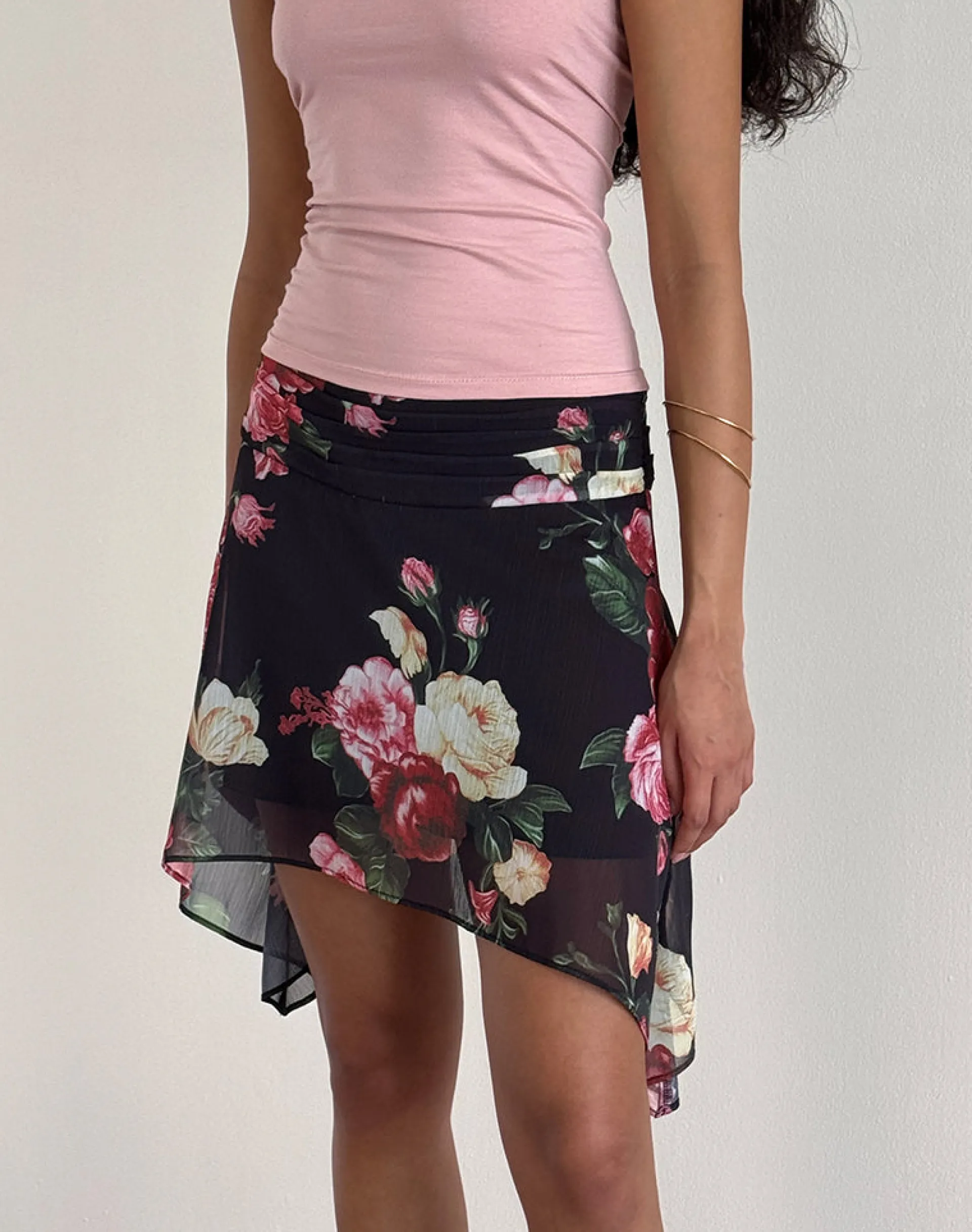 Motel Rocks Co-Ords | Printed Skirts-Tyler Skirt in Renaissance Rose Black RenaissanceRoseBlack